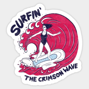 Surfin' the Crimson Wave Sticker